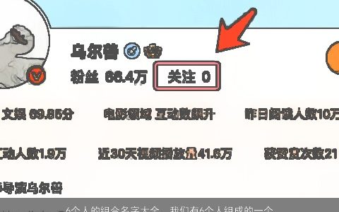 6个人的组合名字大全，我们有6个人组成的一个组合,但不知道取个什么组合名,请各位帮忙...