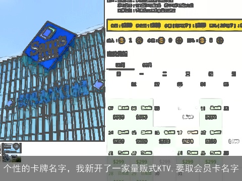 个性的卡牌名字，我新开了一家量贩式KTV,要取会员卡名字