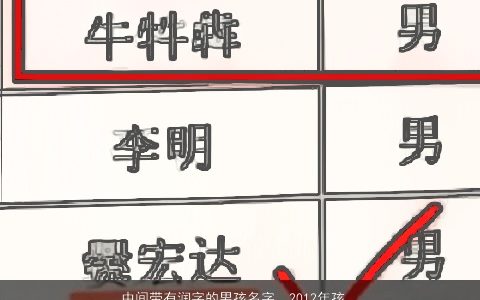 中间带有润字的男孩名字，2012年孩子取名为两个字的中间一个是润(男孩)