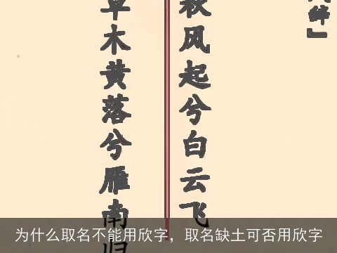 为什么取名不能用欣字，取名缺土可否用欣字