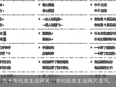 九十年代非主流网名，求90后非主流网名速回，