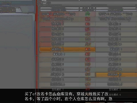 买了cf改名卡怎么仓库没有，穿越火线我买了改名卡，等了四个小时，在个人仓库怎么没有啊，急