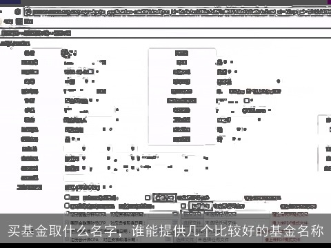 买基金取什么名字，谁能提供几个比较好的基金名称