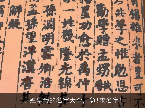 于姓皇帝的名字大全，急!求名字!