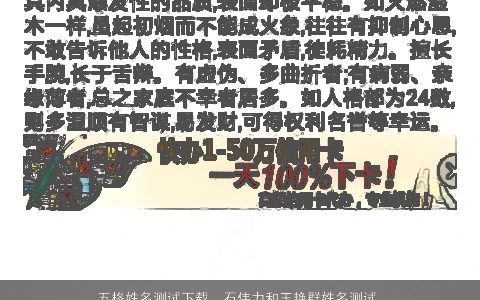 五格姓名测试下载，石伟力和王艳群姓名测试,姓名打评分,姓名算命,姓名分析,在线三...