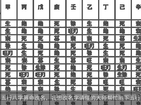 五行八字算命改名，我想改名字请懂的大师帮忙测下五行