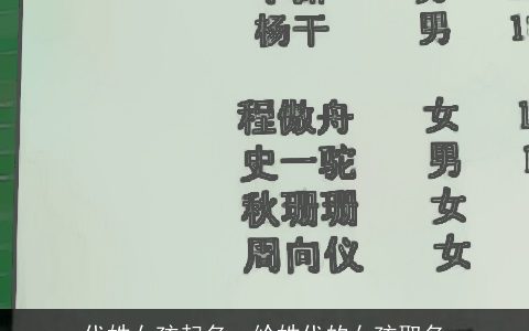 代姓女孩起名，给姓代的女孩取名