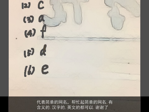 代表简单的网名，帮忙起简单的网名,有含义的.汉字的,英文的都可以.谢谢了