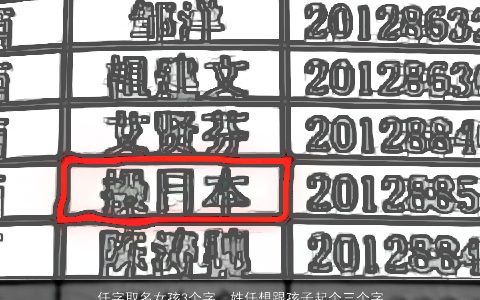 任字取名女孩3个字，姓任想跟孩子起个三个字的名字中间一个字十划后面一个字七划万分...