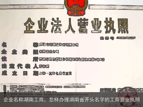 企业名称湖南工商，怎样办理湖南省开头名字的工商营业执照