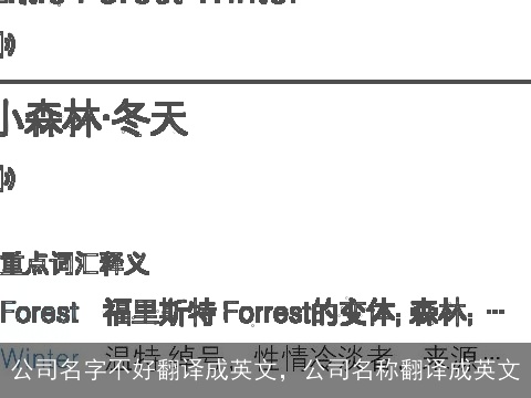 公司名字不好翻译成英文，公司名称翻译成英文