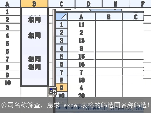 公司名称筛查，急求,excel表格的筛选同名称筛选!