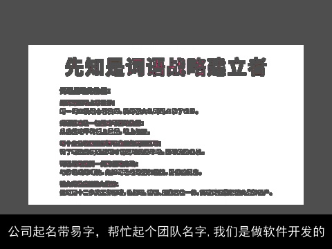 公司起名带易字，帮忙起个团队名字,我们是做软件开发的