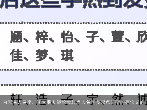 内涵名人名字，哪为朋友能给我起点人名字多起点好听的有含义的