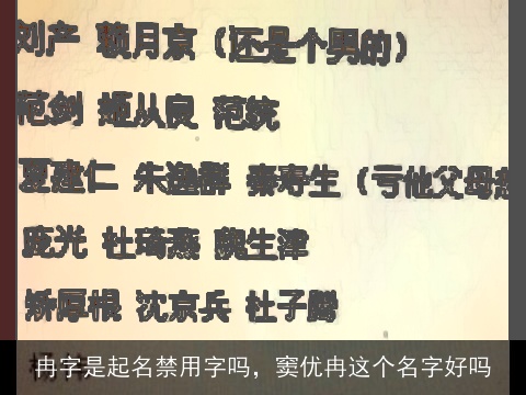 冉字是起名禁用字吗，窦优冉这个名字好吗