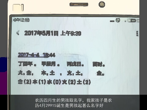 农历四月生的男孩取名字，我家孩子是农历4月29915诞生是男孩起甚么名字好