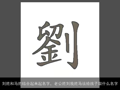 刘姓和马姓结合起来起名字，老公姓刘我姓马该给孩子取什么名字