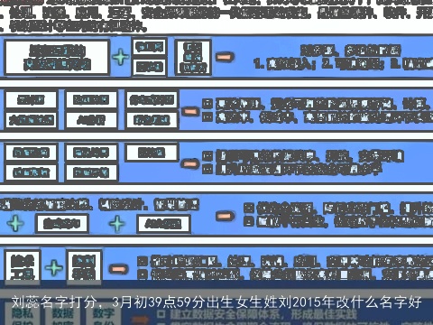 刘蕊名字打分，3月初39点59分出生女生姓刘2015年改什么名字好