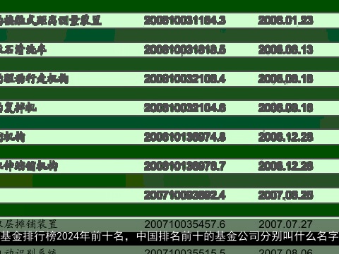 基金排行榜2024年前十名，中国排名前十的基金公司分别叫什么名字