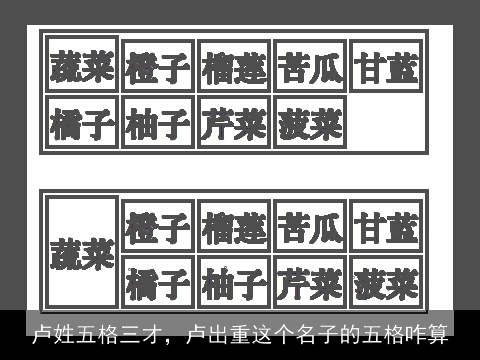 卢姓五格三才，卢出重这个名子的五格咋算