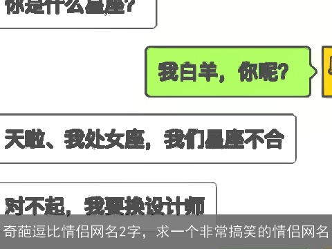 奇葩逗比情侣网名2字，求一个非常搞笑的情侣网名