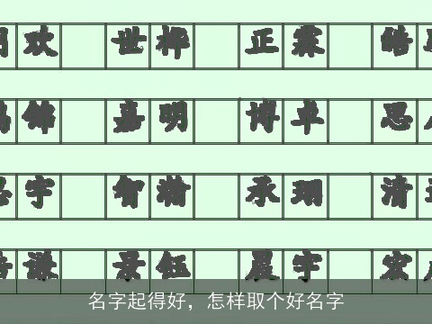 名字起得好，怎样取个好名字