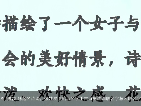 双胞胎姐妹起名诗词，张姓双胞胎取名字用古诗里的词取名字怎么取名字