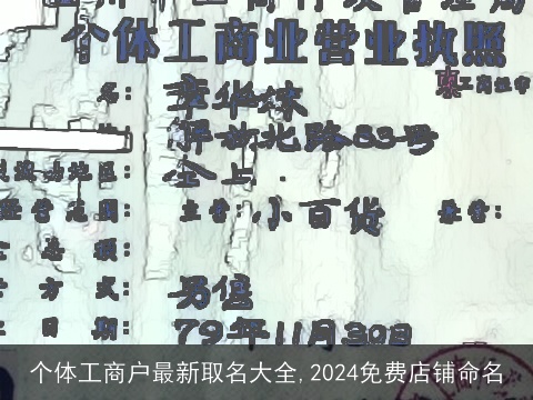 个体工商户最新取名大全,2024免费店铺命名