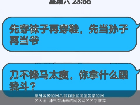 单身等撩的网名都有哪些渴望爱情的网名大全,帅气有涵养的网名网名名字推荐