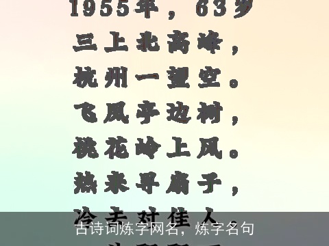 古诗词炼字网名，炼字名句