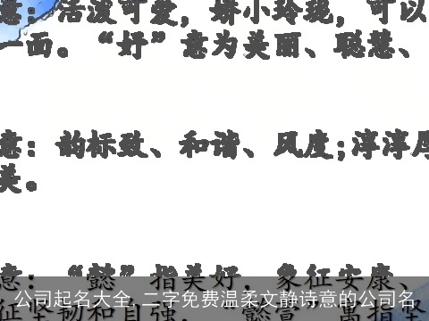 公司起名大全,二字免费温柔文静诗意的公司名