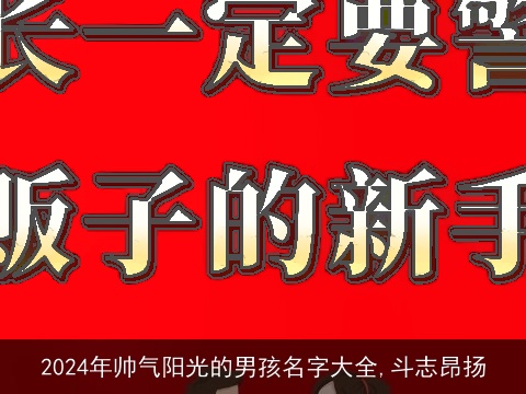 2024年帅气阳光的男孩名字大全,斗志昂扬