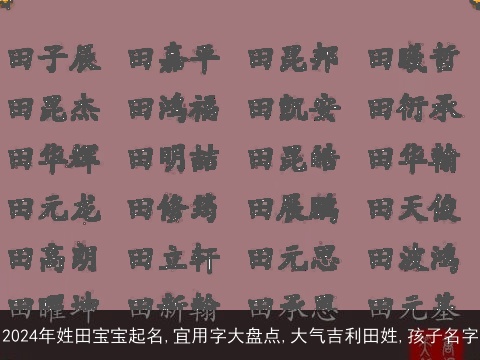 2024年姓田宝宝起名,宜用字大盘点,大气吉利田姓,孩子名字