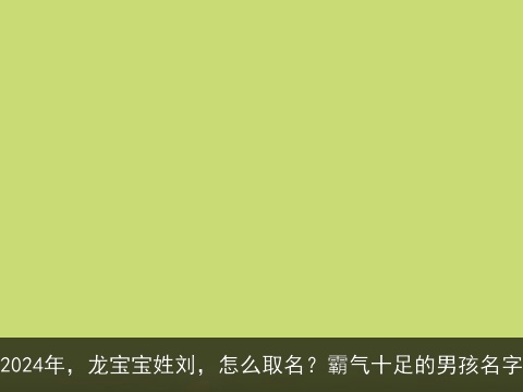 2024年，龙宝宝姓刘，怎么取名？霸气十足的男孩名字