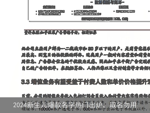 2024新生儿爆款名字热门出炉，取名勿用