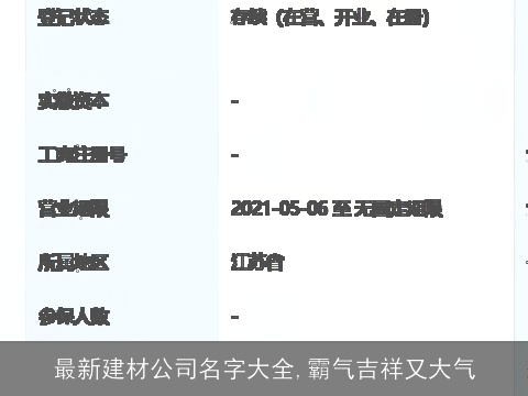 最新建材公司名字大全,霸气吉祥又大气