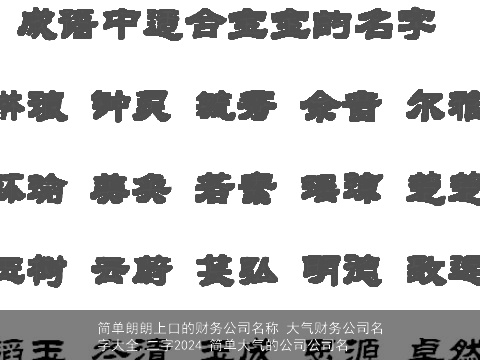 简单朗朗上口的财务公司名称 大气财务公司名字大全,二字2024 简单大气的公司公司名