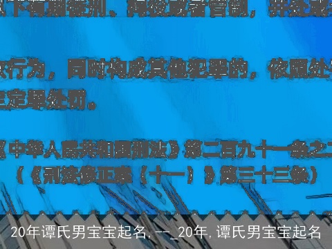 20年谭氏男宝宝起名,--_20年,谭氏男宝宝起名