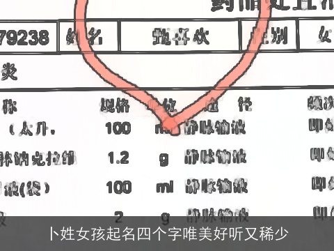 卜姓女孩起名四个字唯美好听又稀少