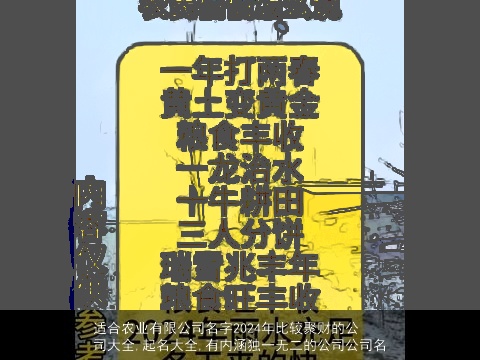 适合农业有限公司名字2024年比较聚财的公司大全,起名大全,有内涵独一无二的公司公司名