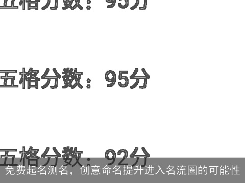 免费起名测名，创意命名提升进入名流圈的可能性