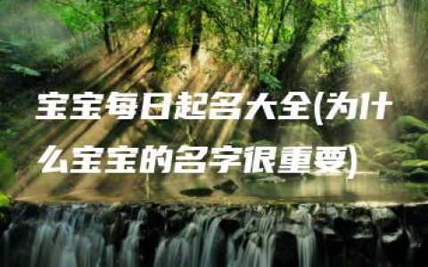 宝宝每日起名大全(为什么宝宝的名字很重要)