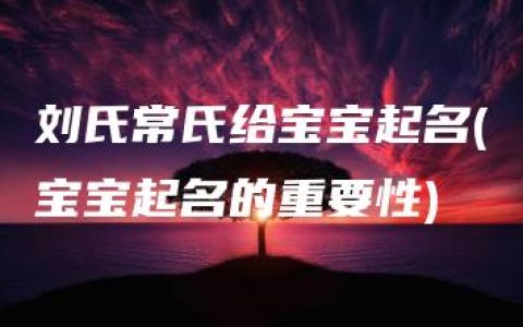 刘氏常氏给宝宝起名(宝宝起名的重要性)