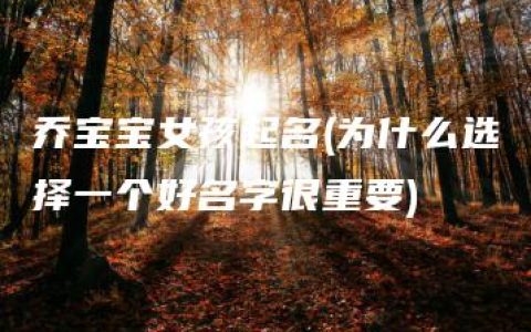 乔宝宝女孩起名(为什么选择一个好名字很重要)