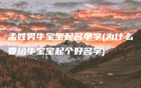 孟姓男牛宝宝起名单字(为什么要给牛宝宝起个好名字)