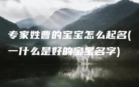 专家姓曹的宝宝怎么起名(一什么是好的宝宝名字)