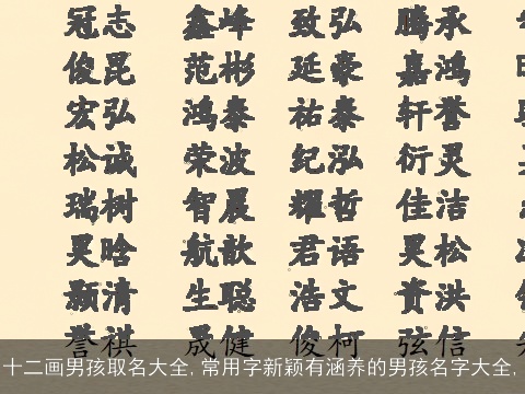 十二画男孩取名大全,常用字新颖有涵养的男孩名字大全,