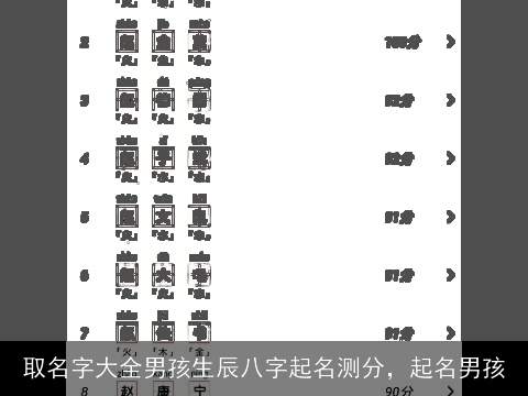 取名字大全男孩生辰八字起名测分，起名男孩