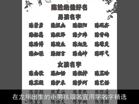 在龙年出生的小男孩取名宜用字名字精选