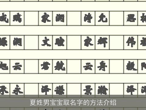 夏姓男宝宝取名字的方法介绍